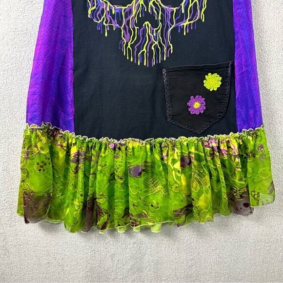 Skull Colorful Fairygoth Punk Whimsical Tank Dress Vegas Rabbit S/M - Picture 4 of 10